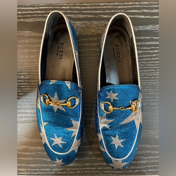 Gucci Blue and Silver Star Loafers - Picture 2 of 5